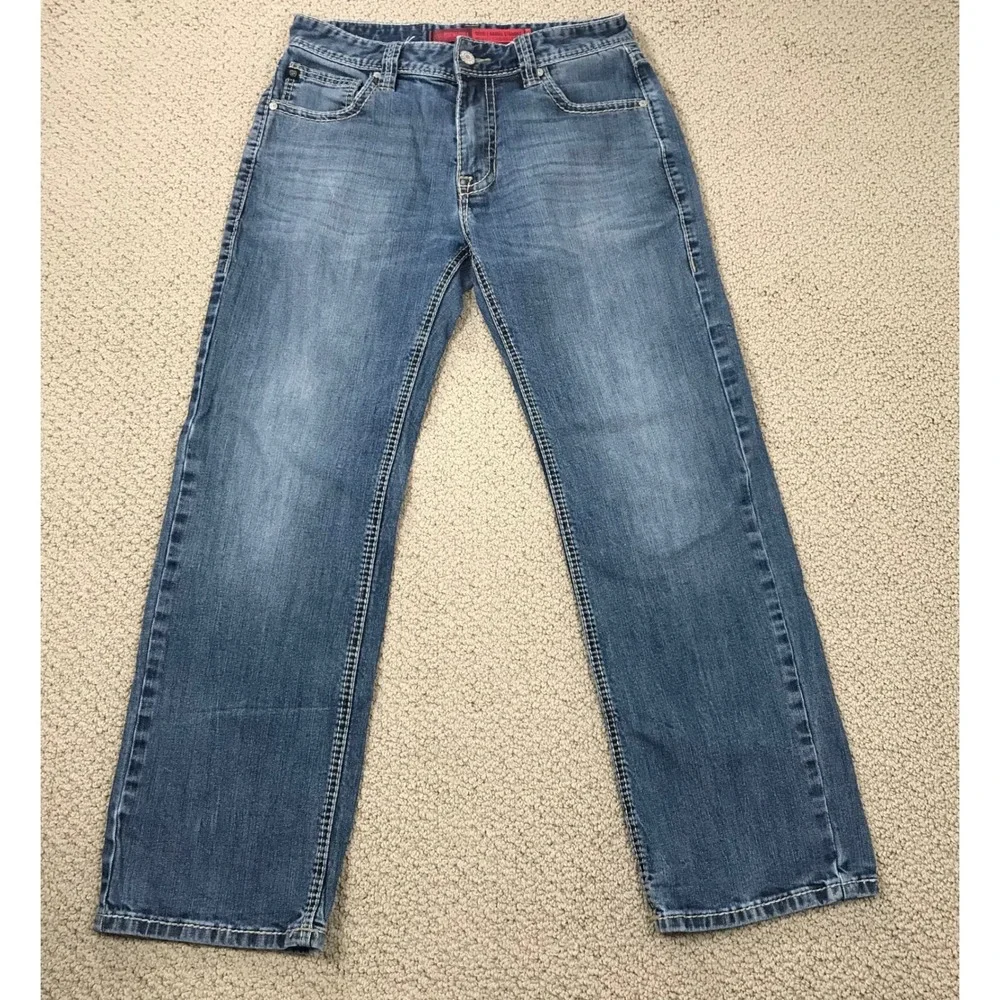 Rock & Roll Denim Mens Double Barrel Relaxed Straight Leg Jeans Blue